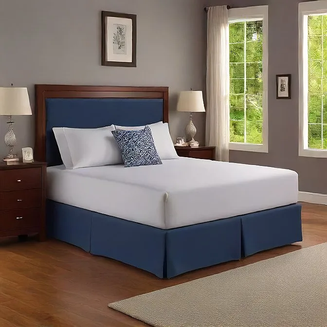 10 Inch Drop Bed Skirt Navy Blue Egyptian Cotton 1000TC