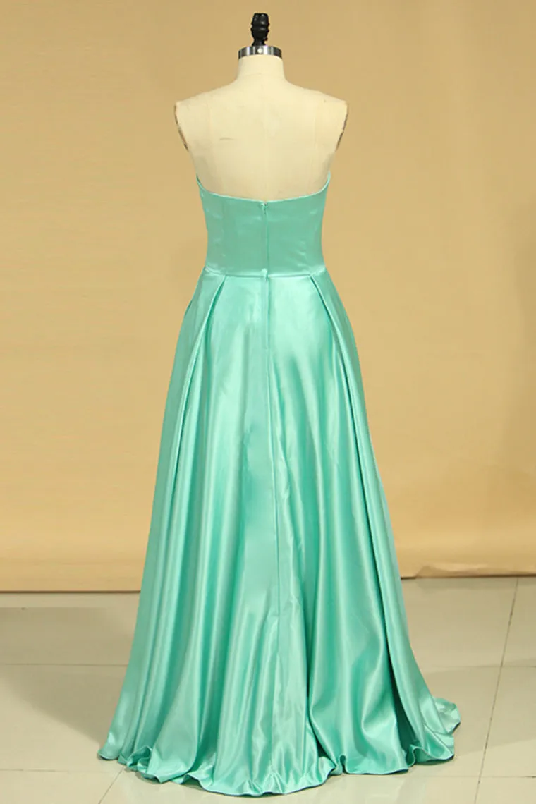 2024 Sweetheart Sheath Prom Dresses Satin Zipper Up