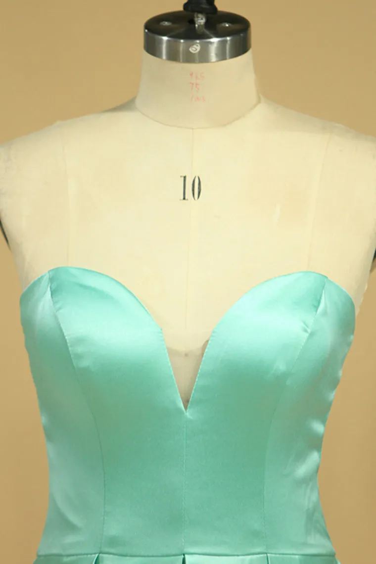 2024 Sweetheart Sheath Prom Dresses Satin Zipper Up