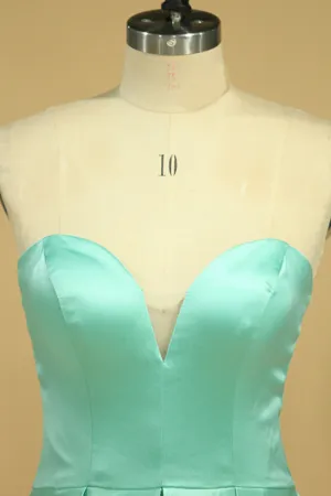 2024 Sweetheart Sheath Prom Dresses Satin Zipper Up