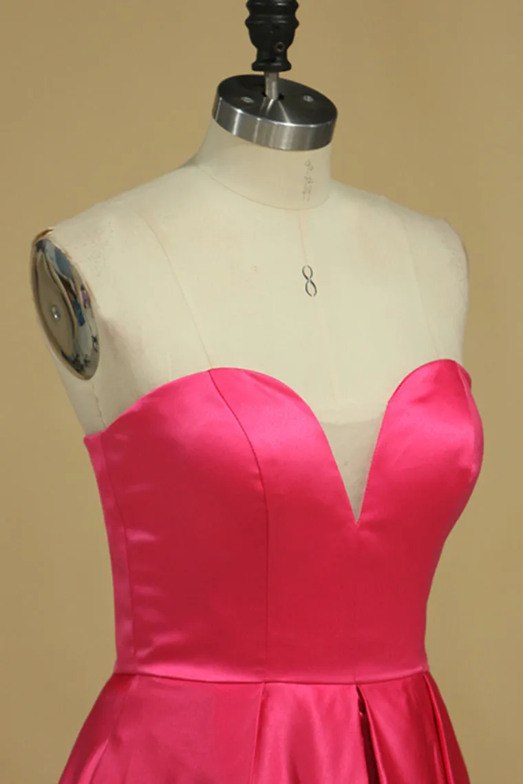 2024 Sweetheart Sheath Prom Dresses Satin Zipper Up