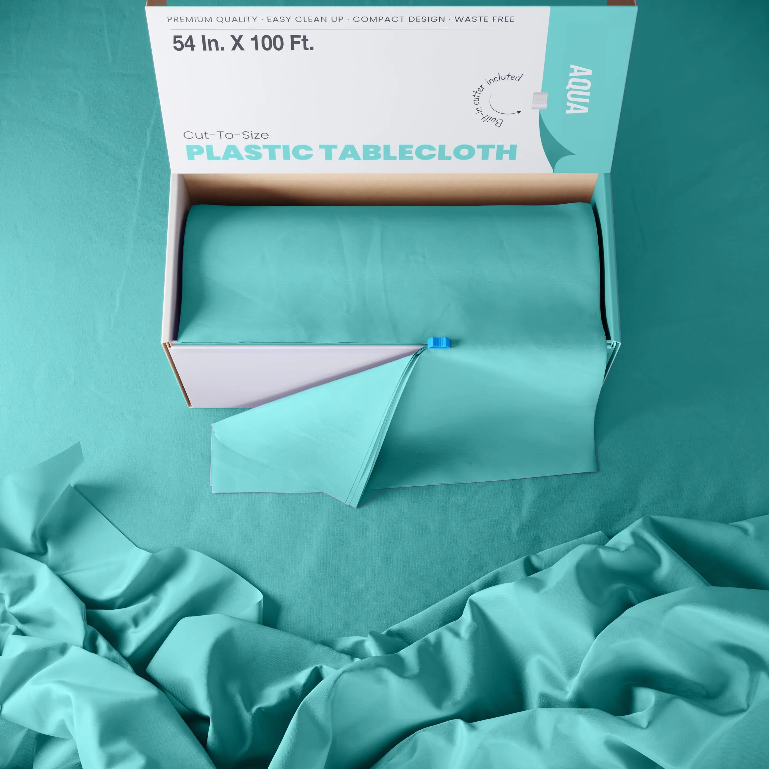 54 In. x 100 Ft. Cut To Size Table Roll | Aqua