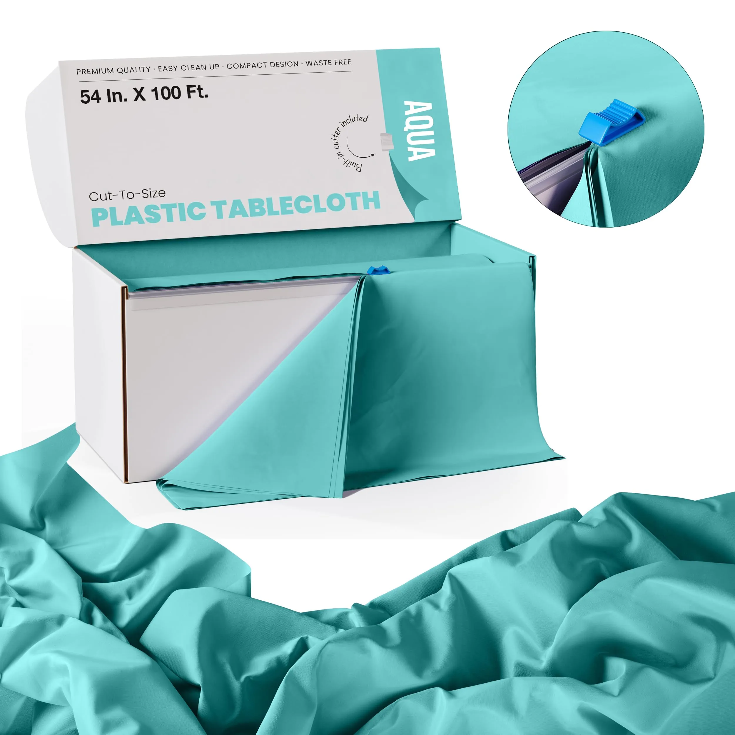 54 In. x 100 Ft. Cut To Size Table Roll | Aqua