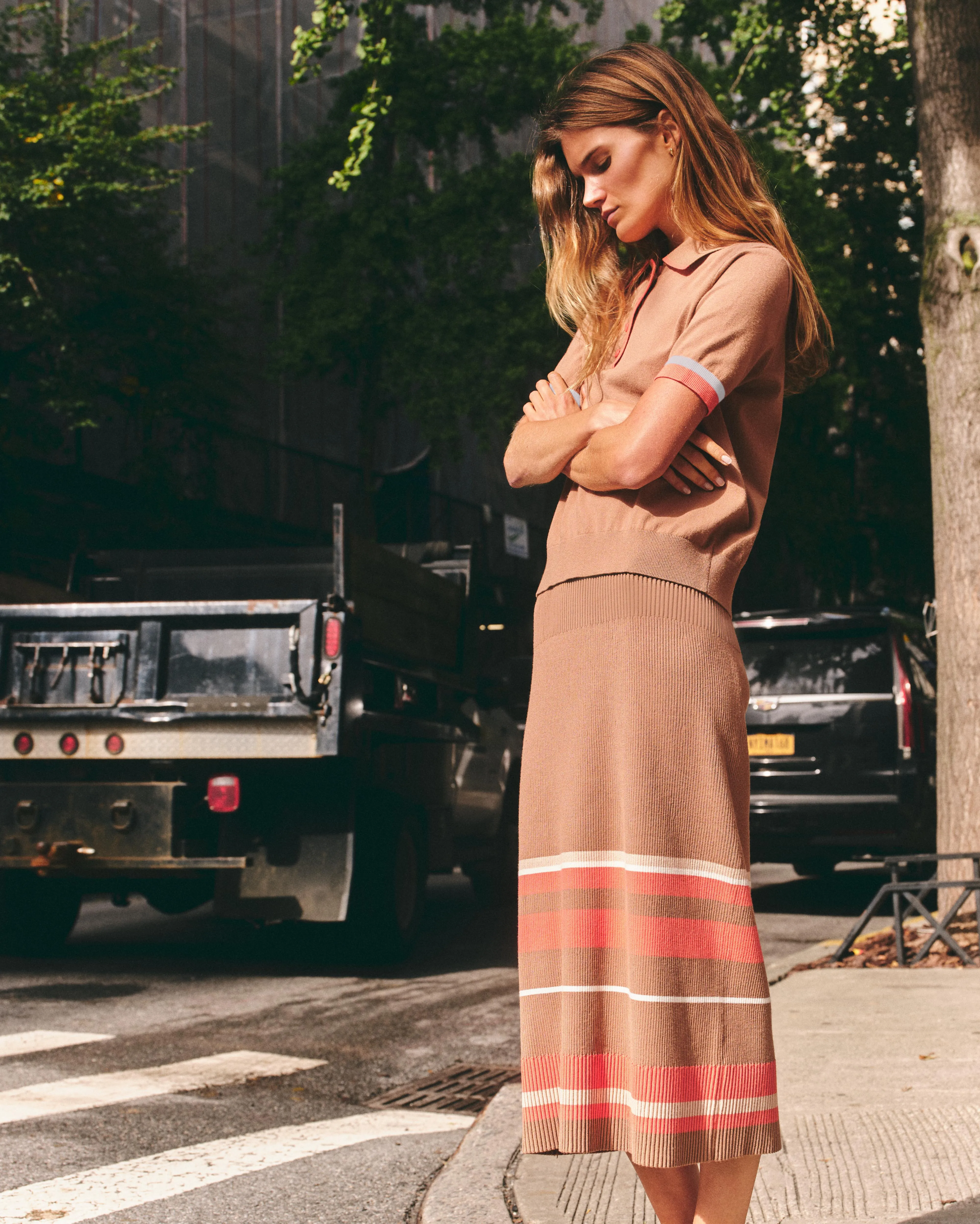 Avril Midi Skirt-Camel