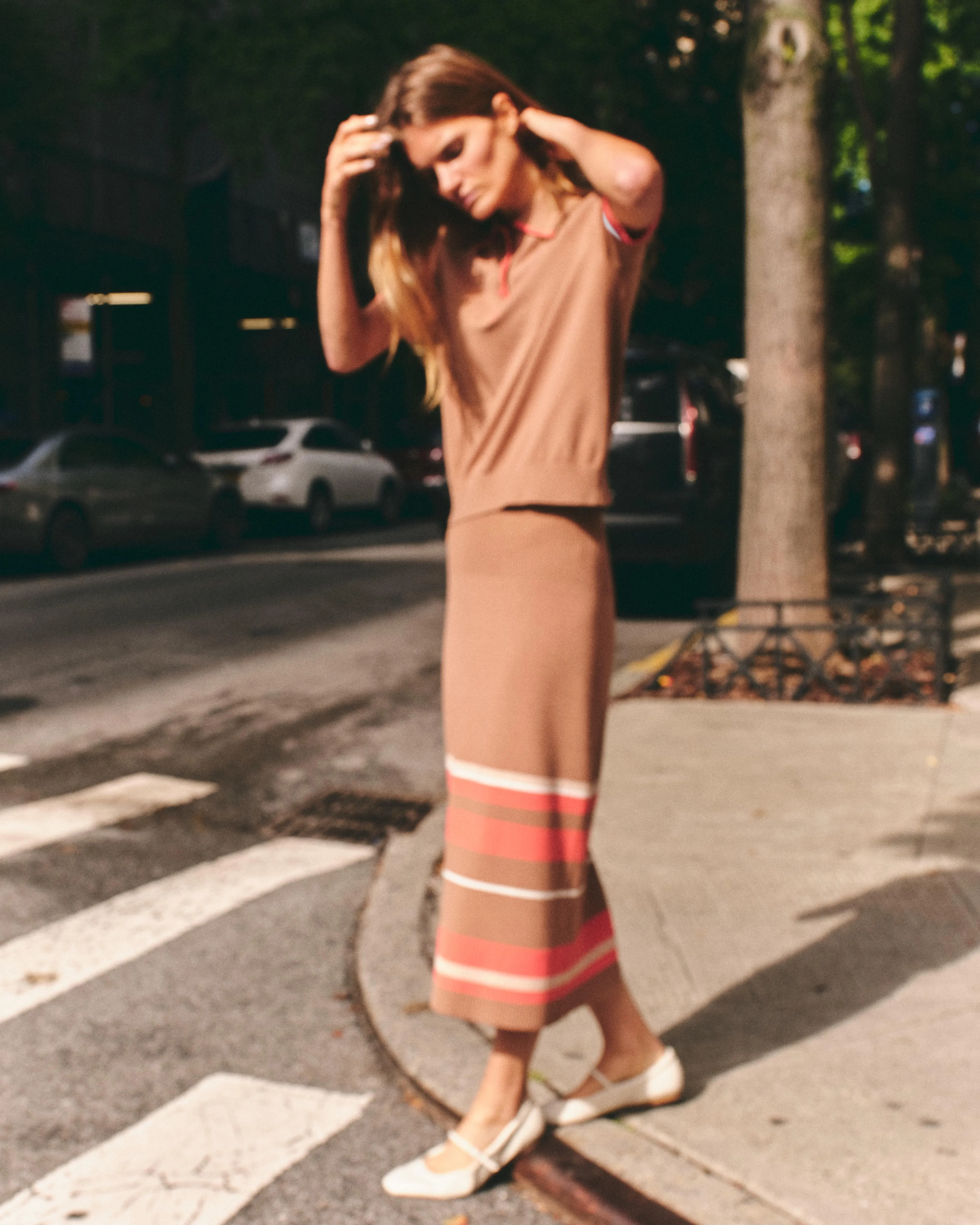 Avril Midi Skirt-Camel