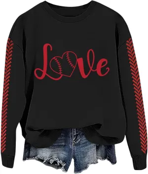 Baseball Mom Sweatshirt for Women Game Day Long Sleeve Crewneck Graphic Pullover Tops Softball Mama Shirt