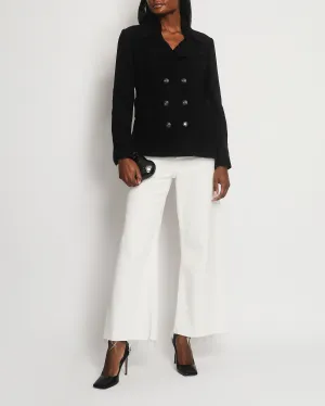 Chanel Navy Tweed Long Sleeve Tweed Jacket With Bows Pocket Detail Size Fr 42 (uk 14)