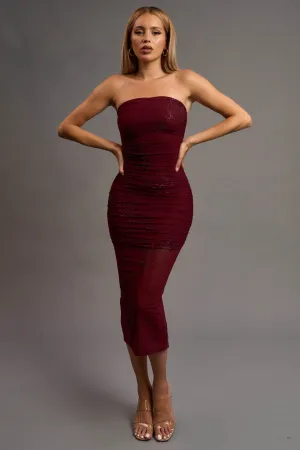 CHIC FLORAL HOTFIXS EMBELLISHED TUBE MIDI DRESS