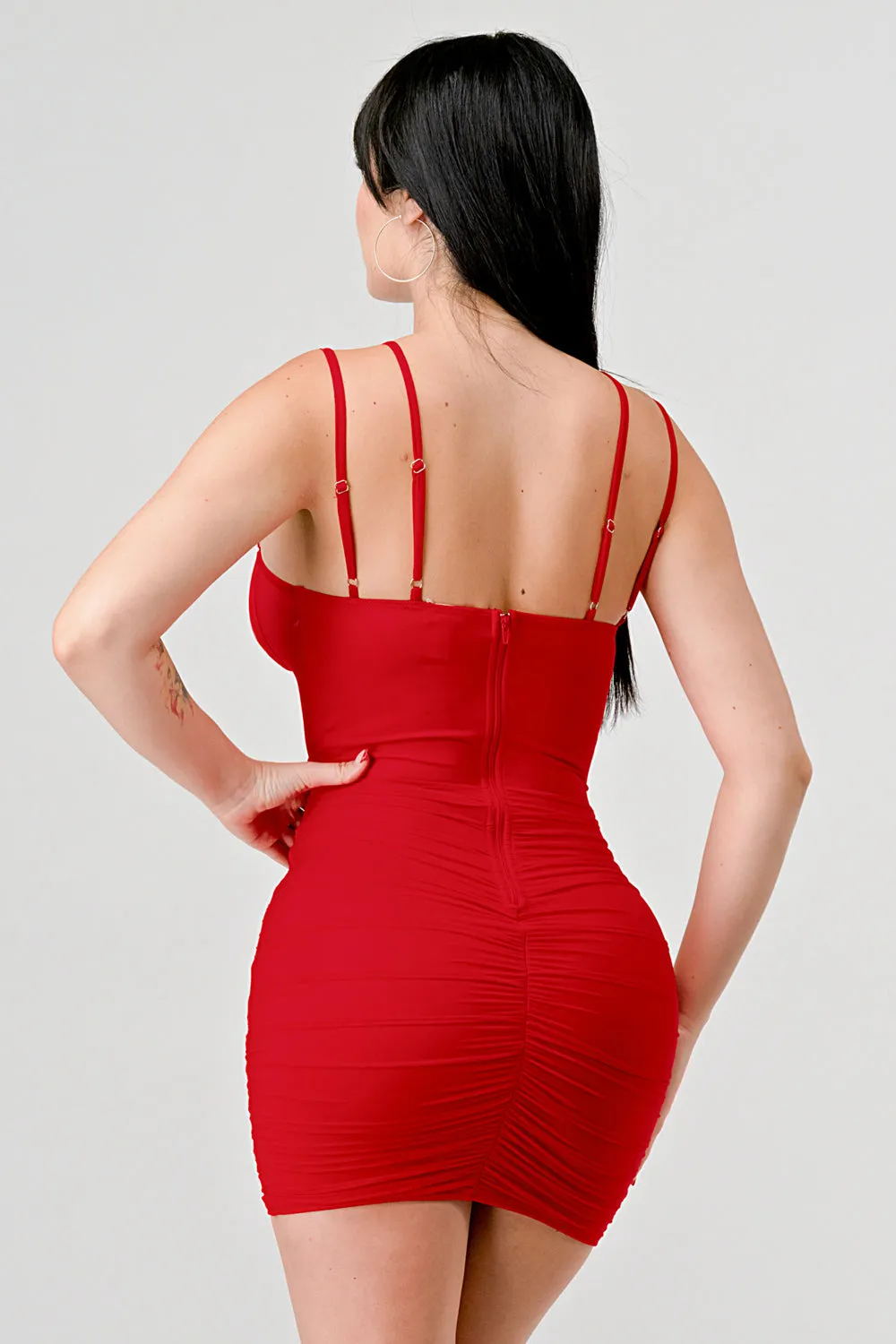CHIC SHEER MESH CONTRAST CORSET BODYCON MINI DRESS