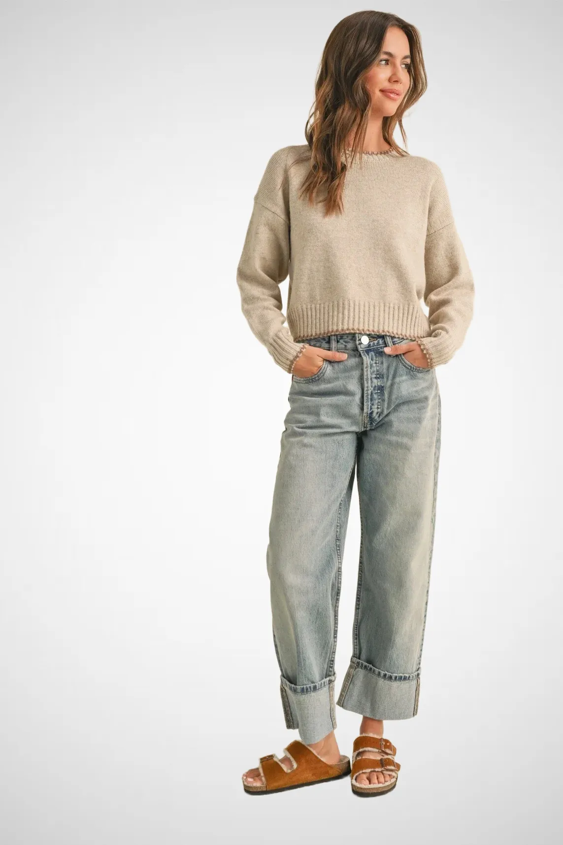 Color Stitching Detailed Sweater Top