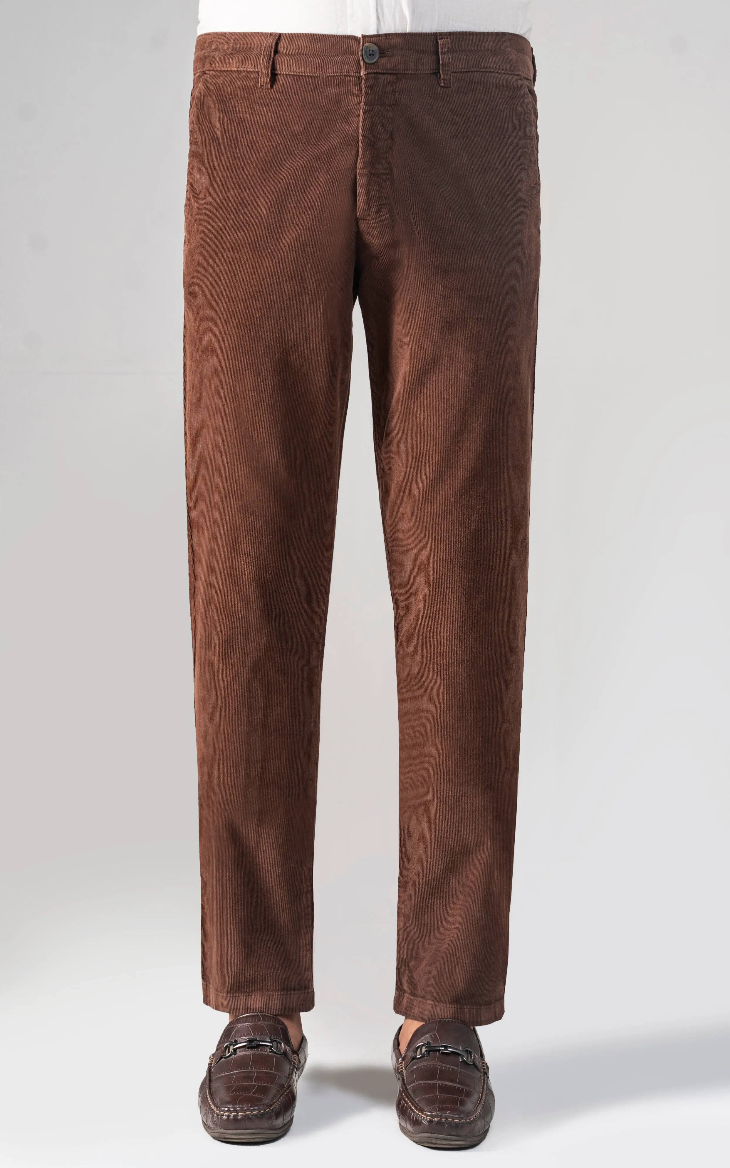CORDUROY SMART FIT CASUAL PANT BROWN