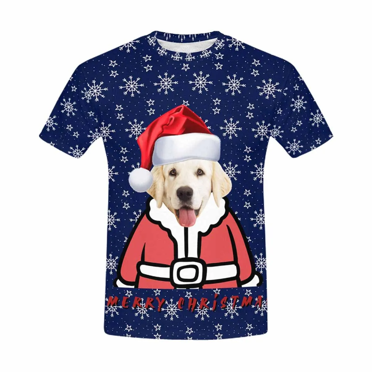 Custom Face Tee Christmas Snowflake Men's All Over Print T-shirt Design Your Dog on A Shirt