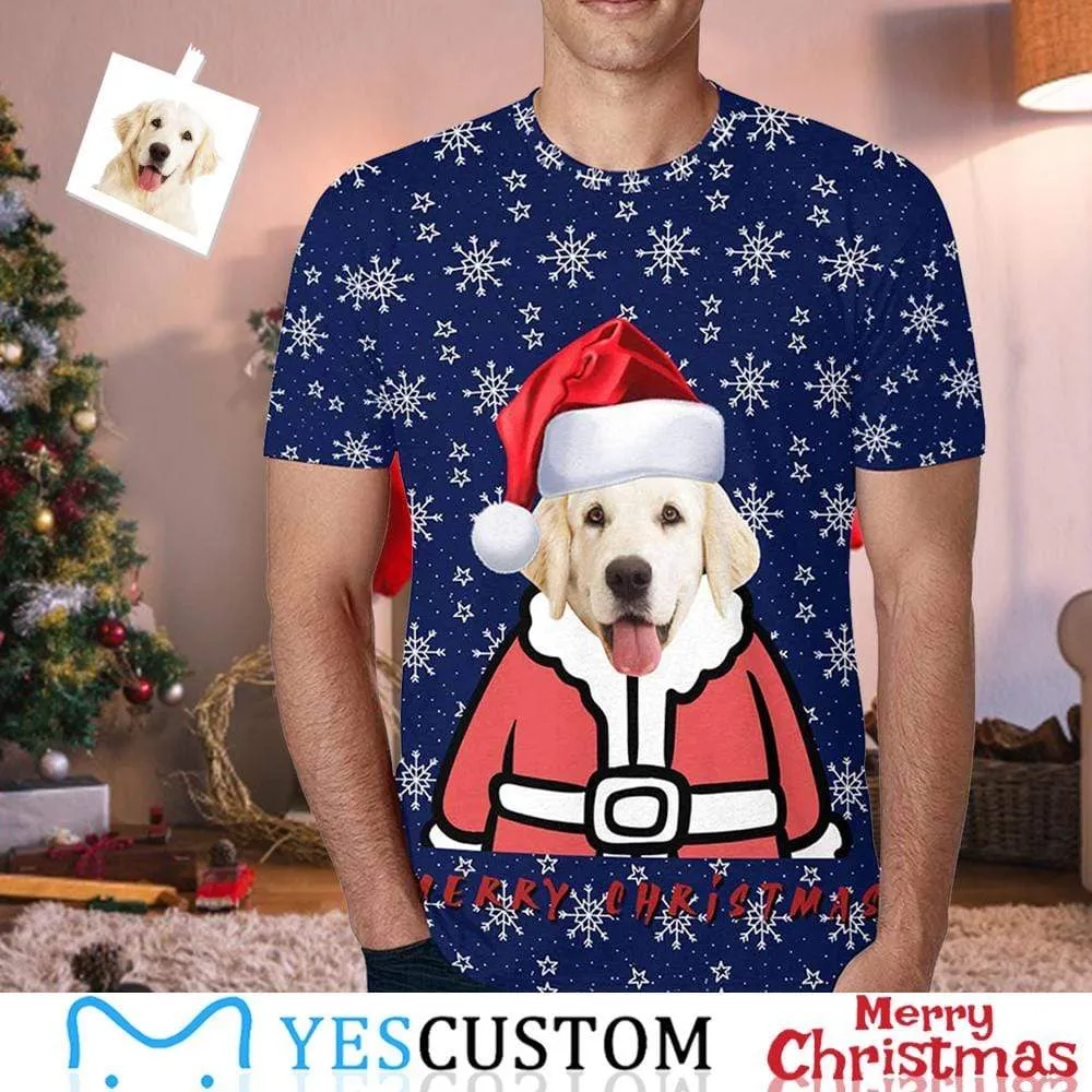 Custom Face Tee Christmas Snowflake Men's All Over Print T-shirt Design Your Dog on A Shirt