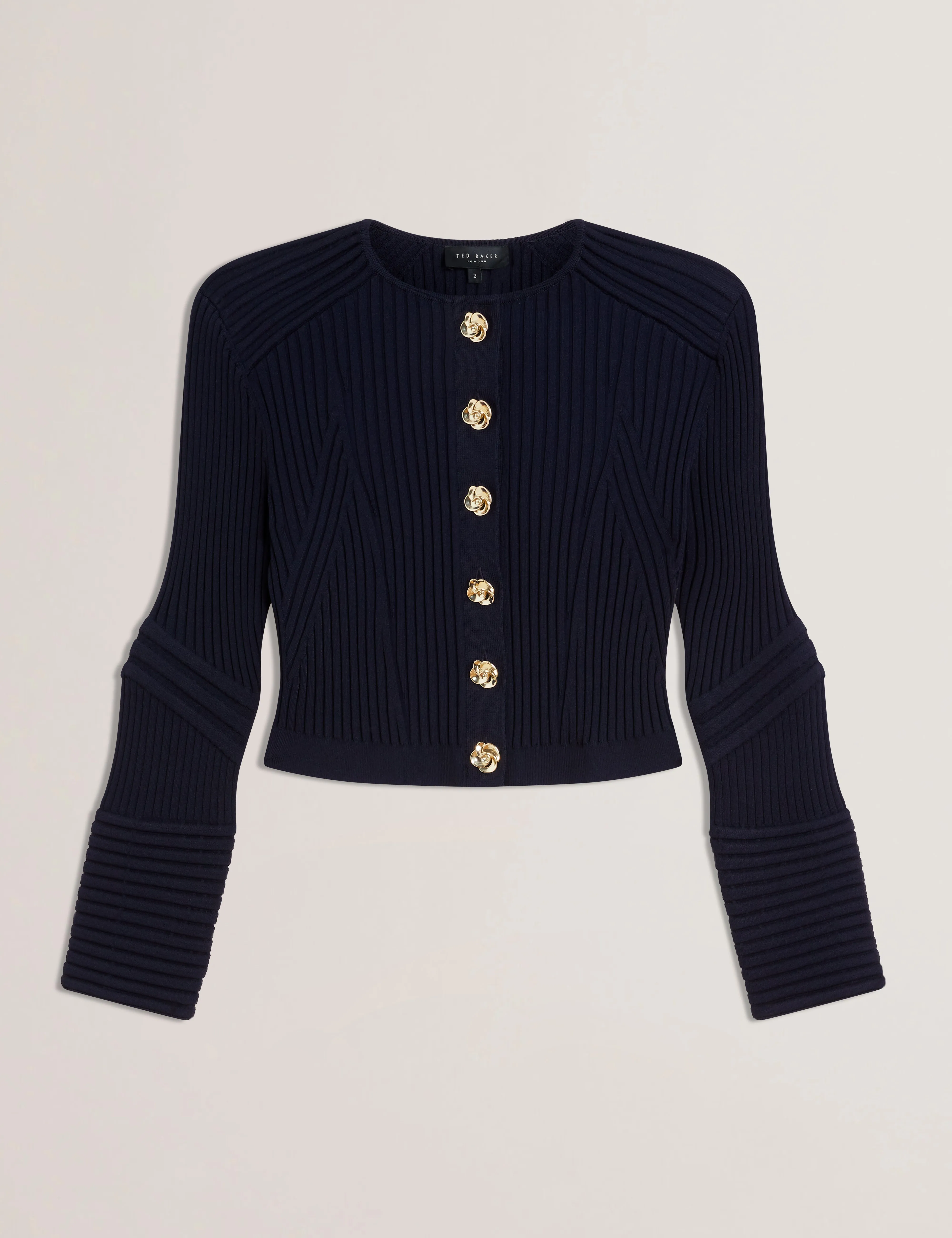 Dayyzi Rib Knit Biker Detail Cardigan Navy