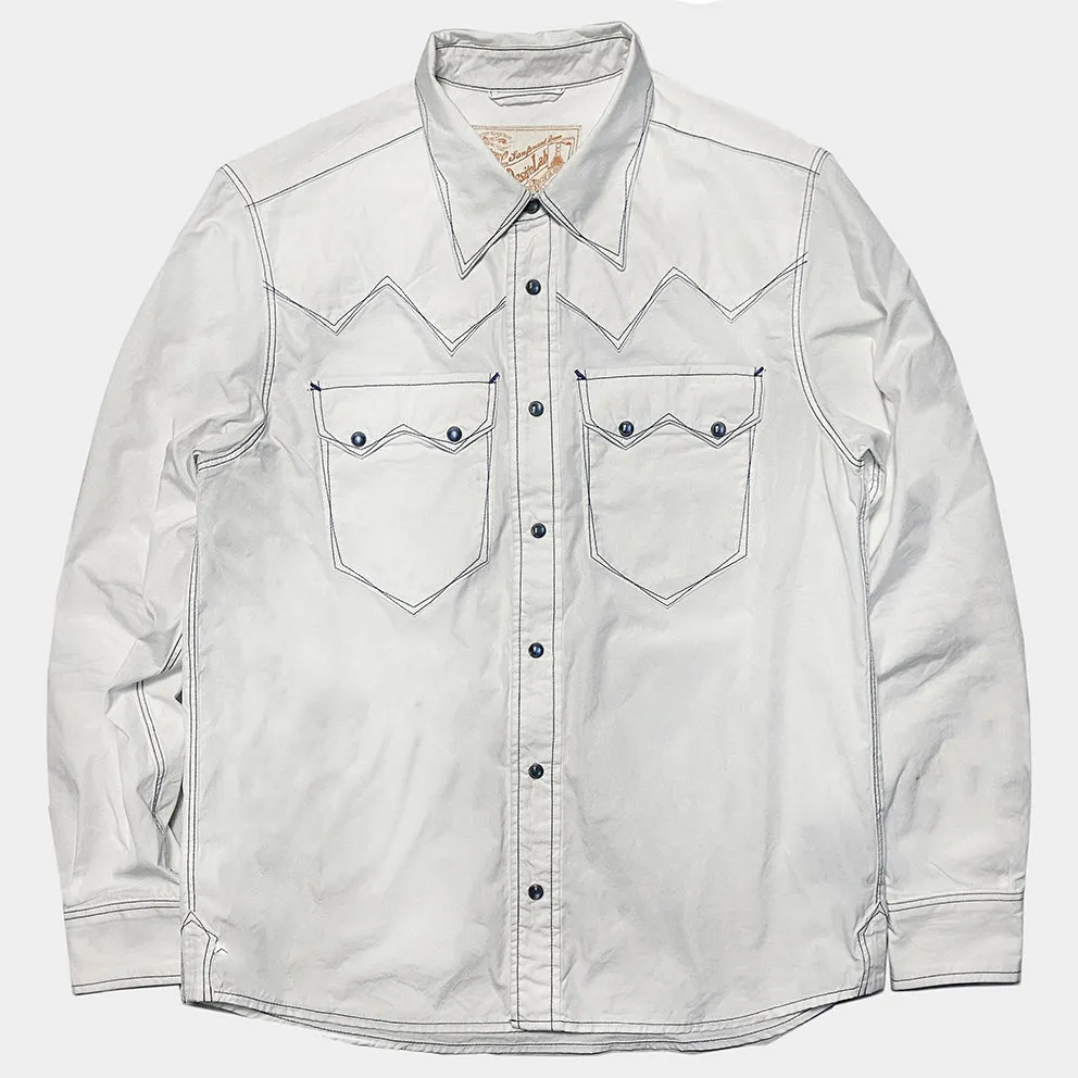 DDL 319R-DIABLO SWT-WB REGULAR FIT 2 POCKET WITH CONTRAST BLUE STITCH WESTERN SHIRT-E0 WHITE