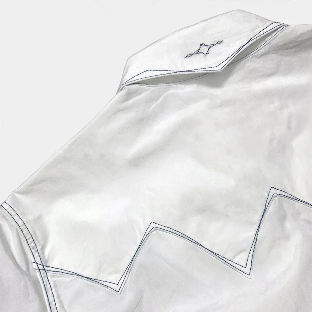 DDL 319R-DIABLO SWT-WB REGULAR FIT 2 POCKET WITH CONTRAST BLUE STITCH WESTERN SHIRT-E0 WHITE