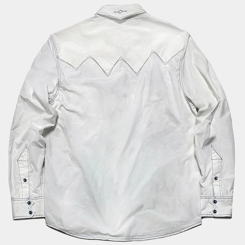 DDL 319R-DIABLO SWT-WB REGULAR FIT 2 POCKET WITH CONTRAST BLUE STITCH WESTERN SHIRT-E0 WHITE