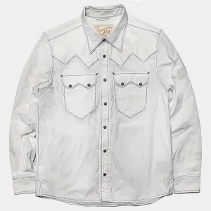 DDL 319R-DIABLO SWT-WB REGULAR FIT 2 POCKET WITH CONTRAST BLUE STITCH WESTERN SHIRT-E0 WHITE