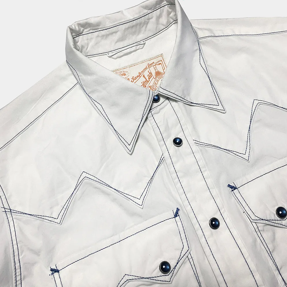 DDL 319R-DIABLO SWT-WB REGULAR FIT 2 POCKET WITH CONTRAST BLUE STITCH WESTERN SHIRT-E0 WHITE