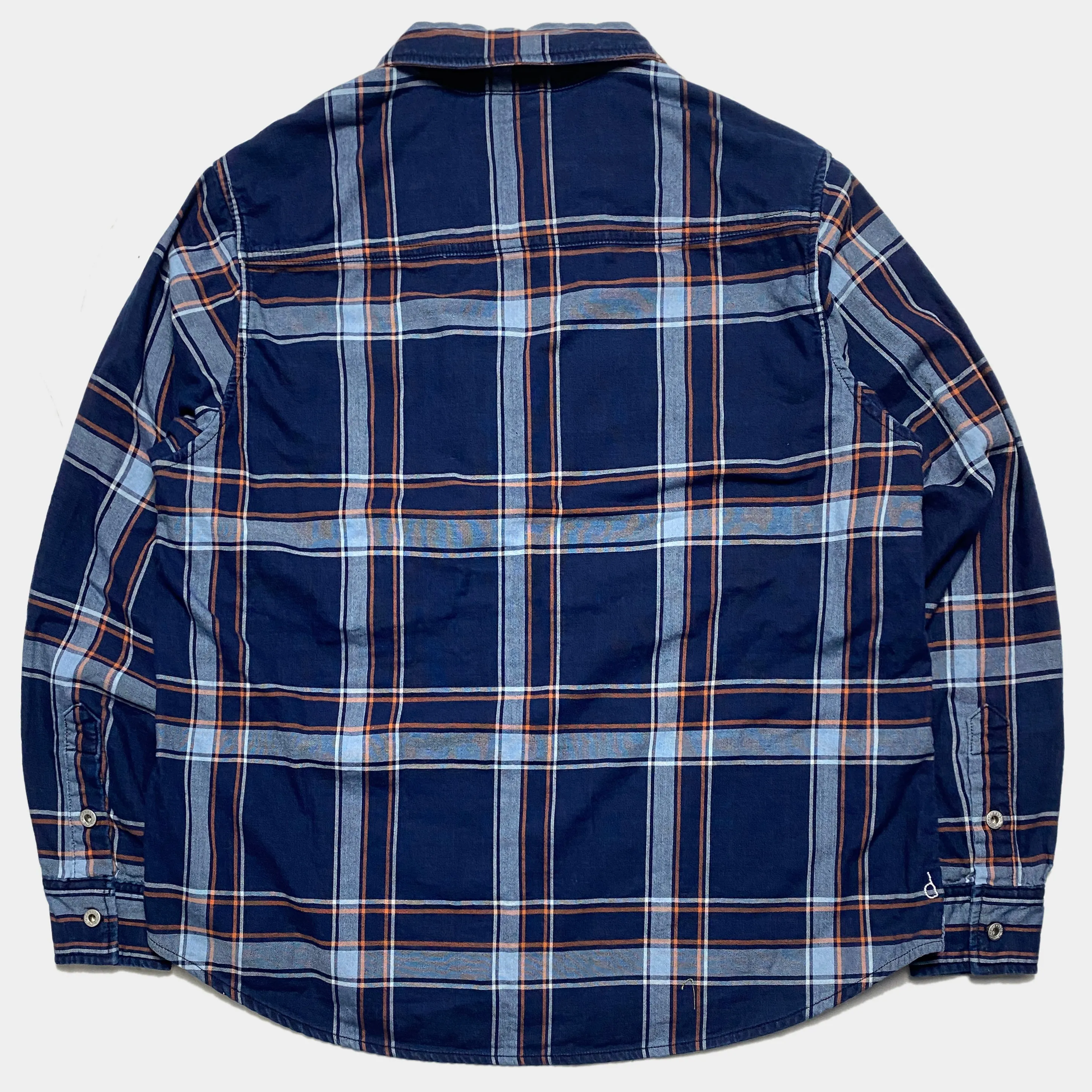 DDL 329 HUNTER2-CBI REGULAR FIT 2 POCKET 1/2 ZIPPER FRONT INDIGO CHECK DENIM SMOCK SHIRT-5.5OZ-E1 INDIGO CHECK