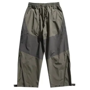 Drawstring Zipper Slit Track Pants