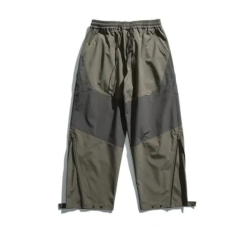 Drawstring Zipper Slit Track Pants