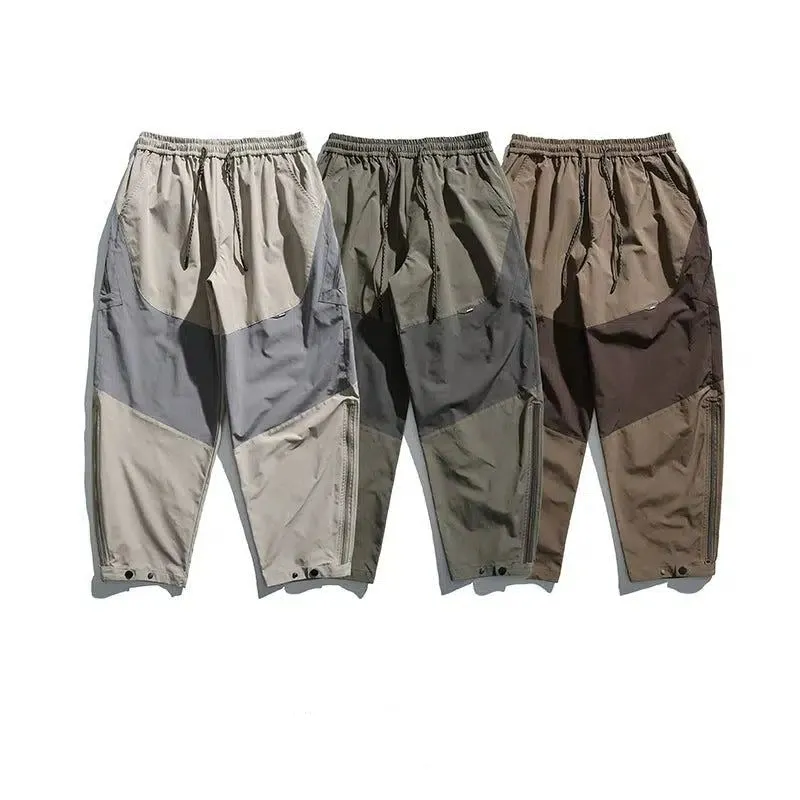 Drawstring Zipper Slit Track Pants