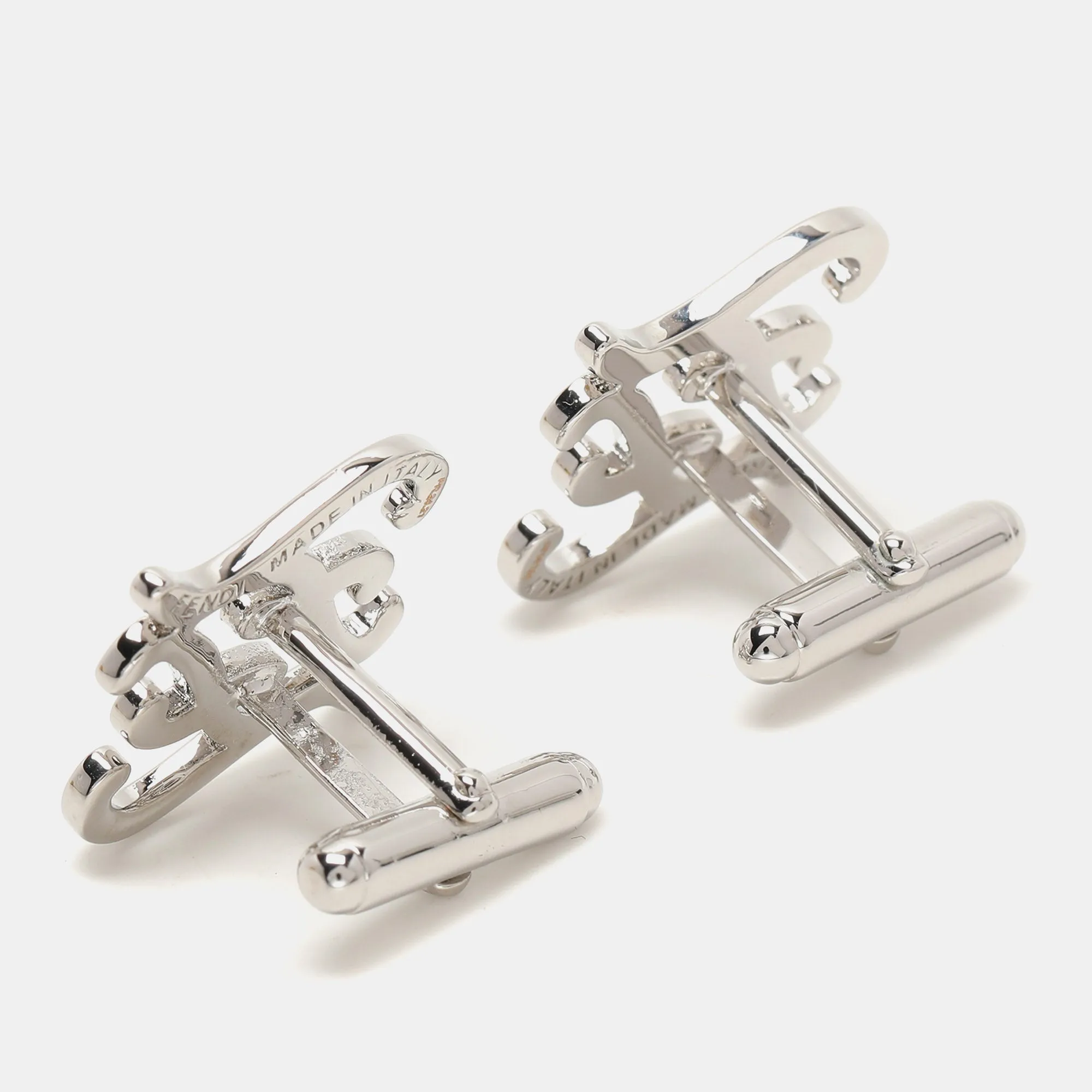 Fendi Karligraphy Ff Silver Tone Cufflinks