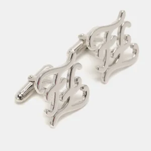 Fendi Karligraphy Ff Silver Tone Cufflinks