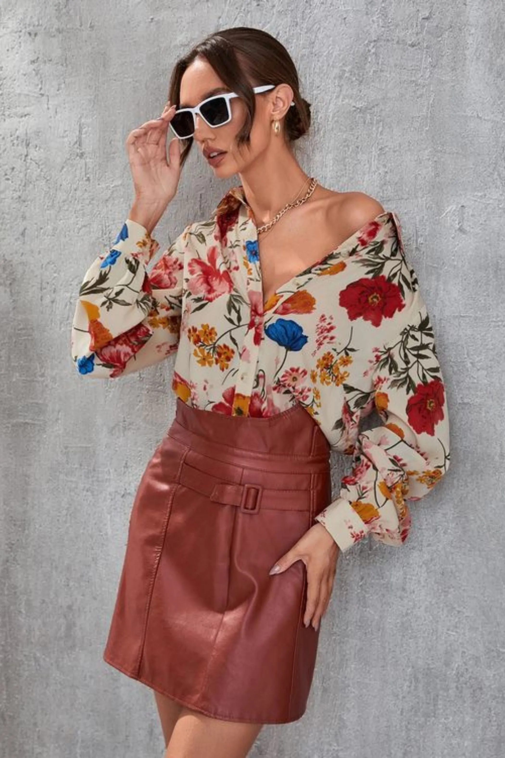 FLORAL PRINT FRONT BUTTON SHIRT