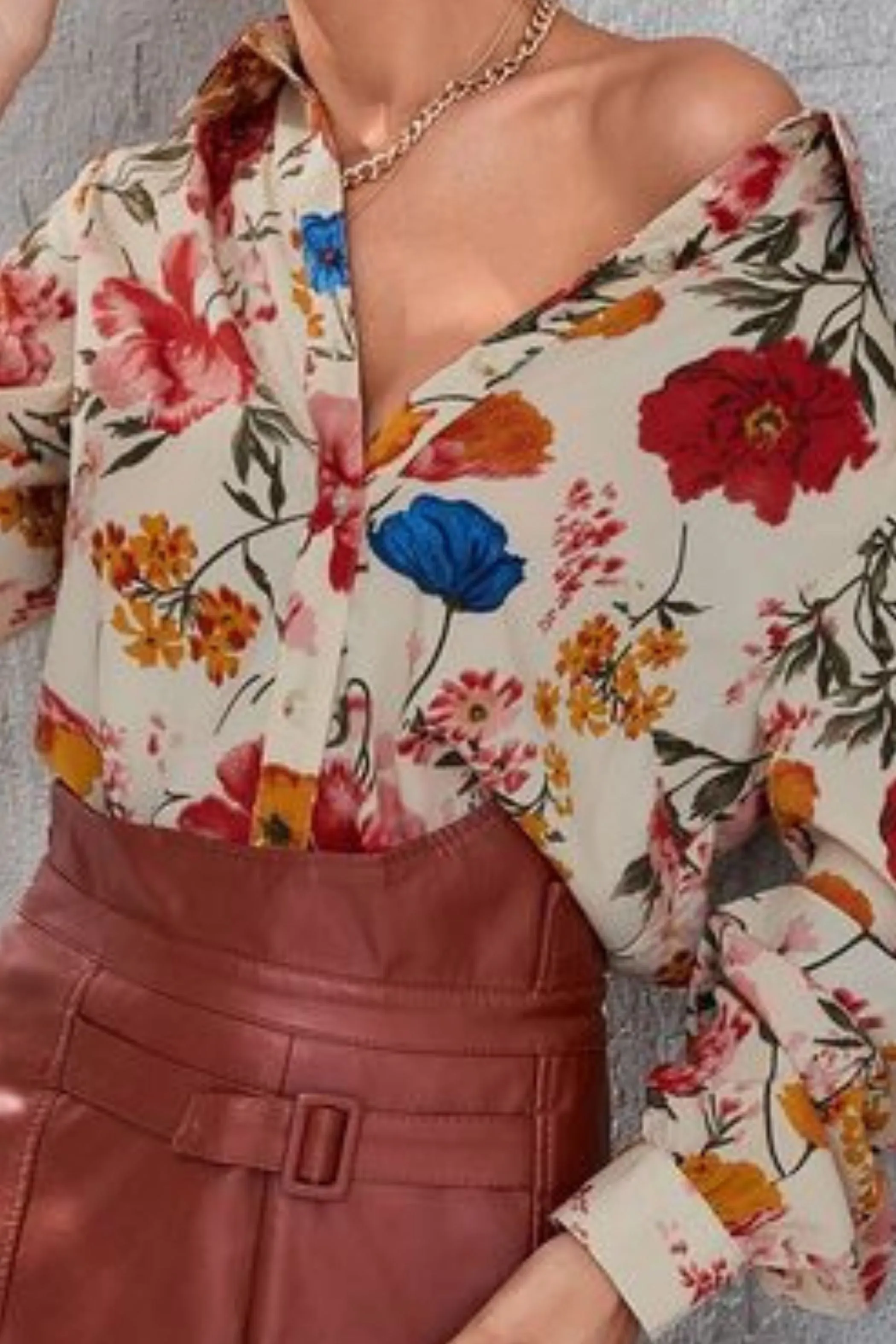 FLORAL PRINT FRONT BUTTON SHIRT