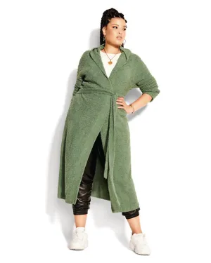 Fluffy Longline Cardigan | Light Green