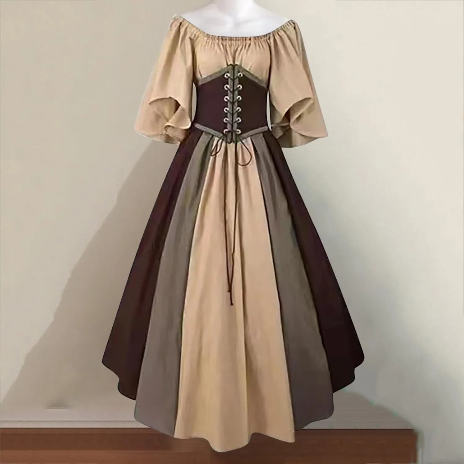 Formal Dresses for Women Medieval Renaissance Costume Elegant Elastic High Waist Wedding Cocktail Party Maxi Dress