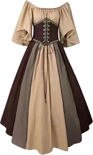 Formal Dresses for Women Medieval Renaissance Costume Elegant Elastic High Waist Wedding Cocktail Party Maxi Dress