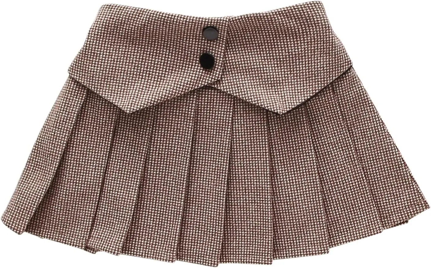 Girl's Midi Skirt Kids Girls Winter Woolen Button Skirt Plaid Prints Pleated Skirt Party Dance Skirt Low Rise