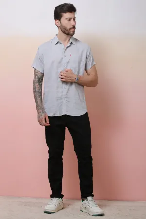 Halfsleeve LightGrey Linen Plian Shirt