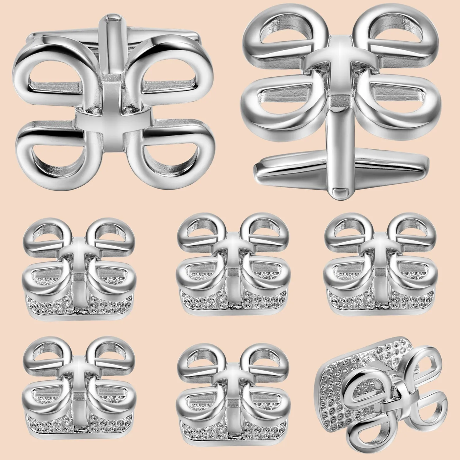 HAWSON Retro Flower Cufflinks and Studs Set for Men