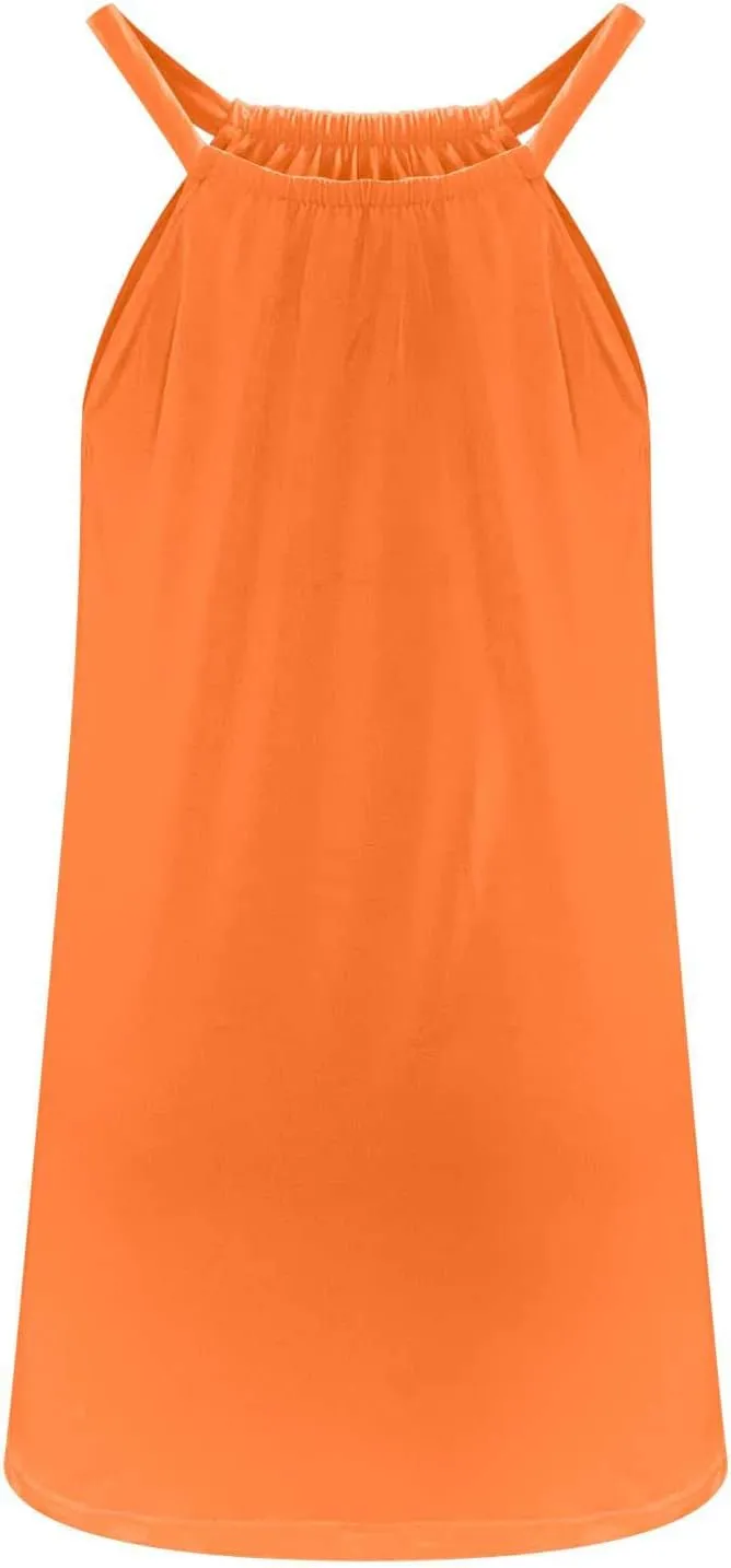 hlysgo Beach Dresses for Women Summer Loose Crew Neck Sleeveless Sundresses Solid Swimsuit Coverup Knee Length Mini Dress