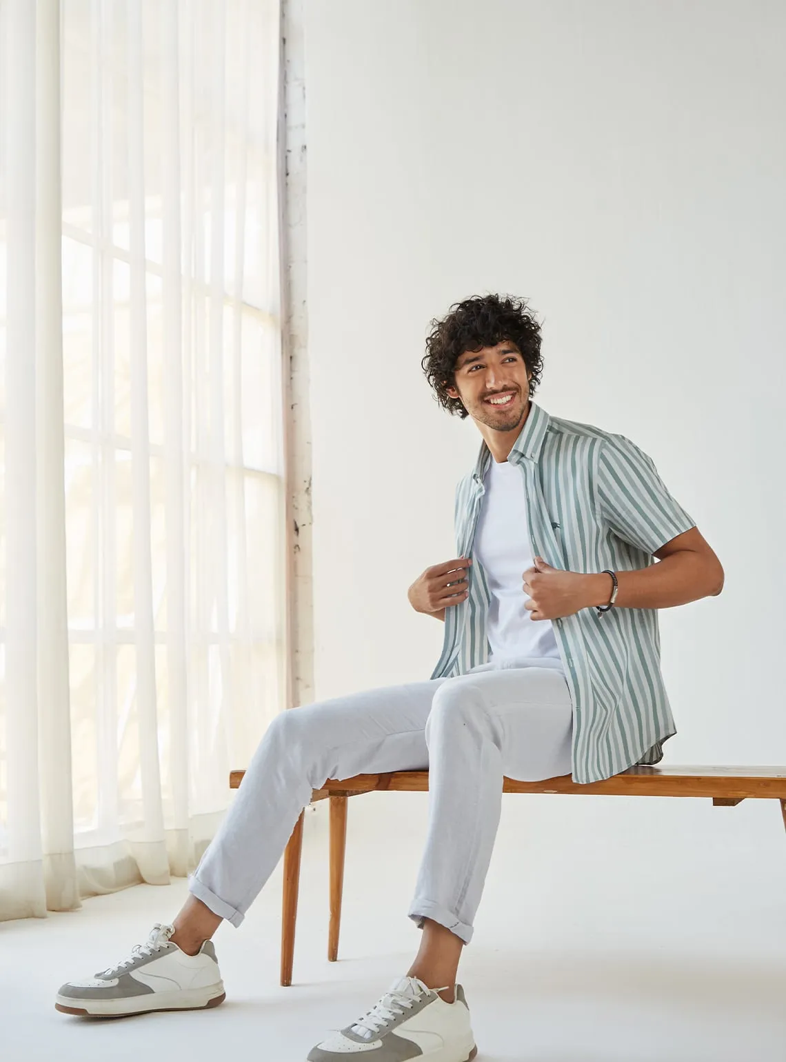 Juniper Blue Stripe Half Shirt