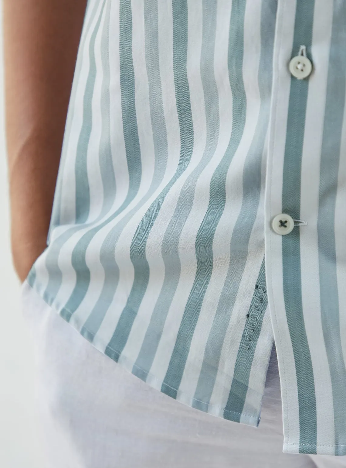 Juniper Blue Stripe Half Shirt