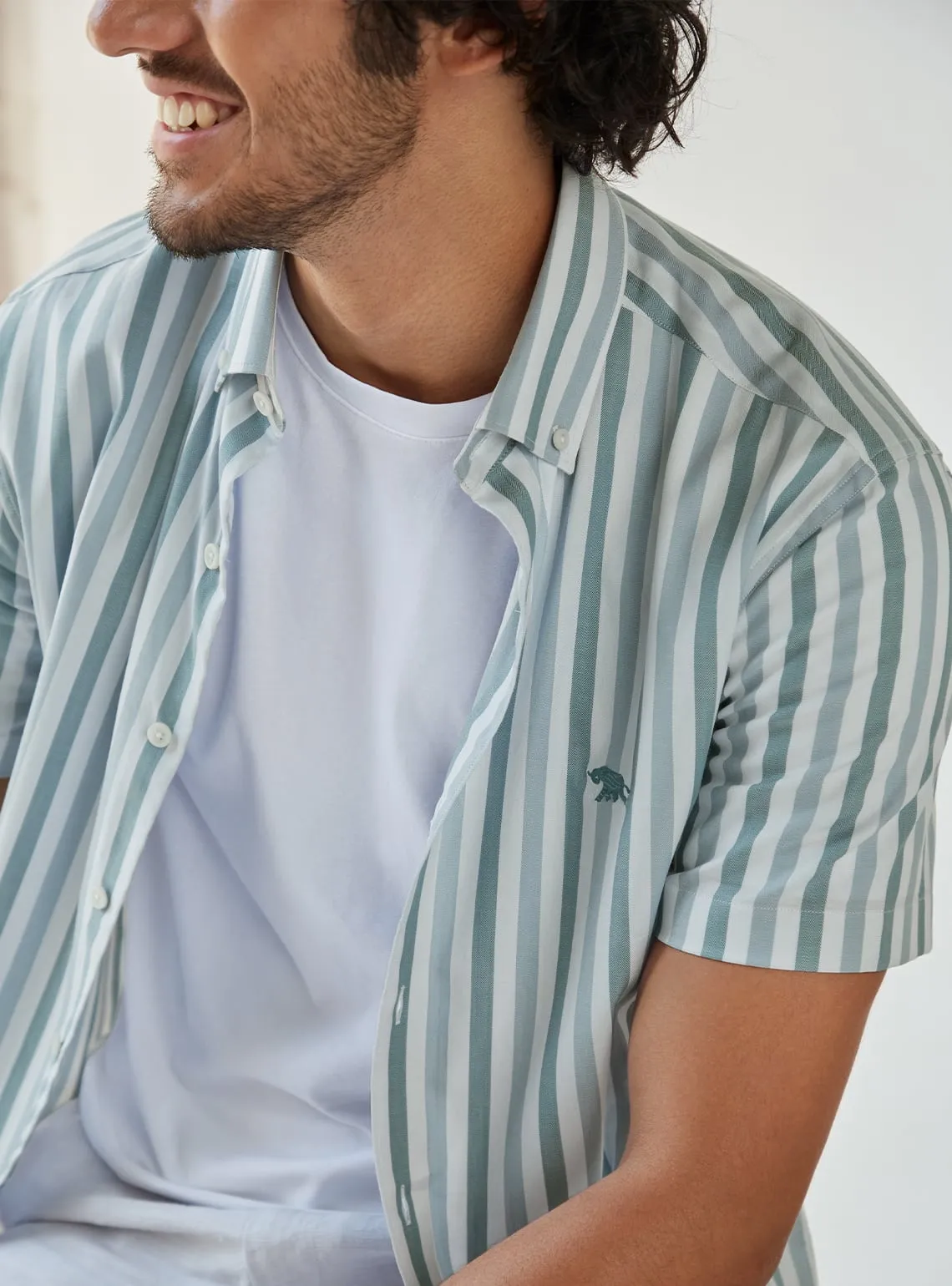 Juniper Blue Stripe Half Shirt