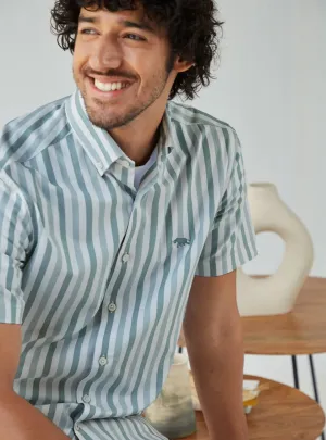 Juniper Blue Stripe Half Shirt
