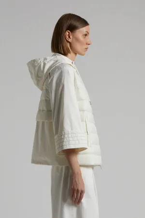 light white down jacket with hood