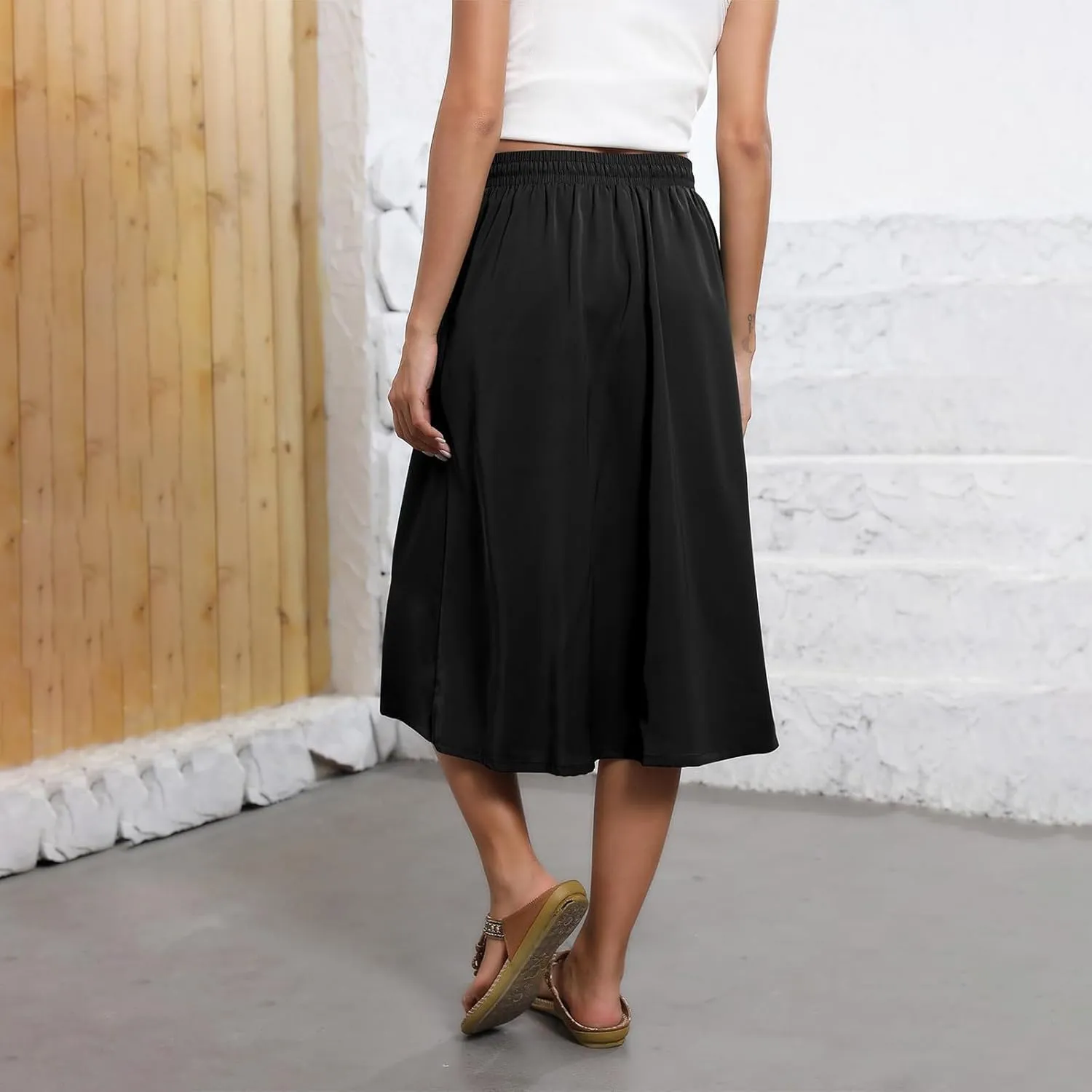 Long Skirts for Women Summer Casual Country Cute Beach Smocked Festival Floral Business Flutter Travel Flowy Skirts