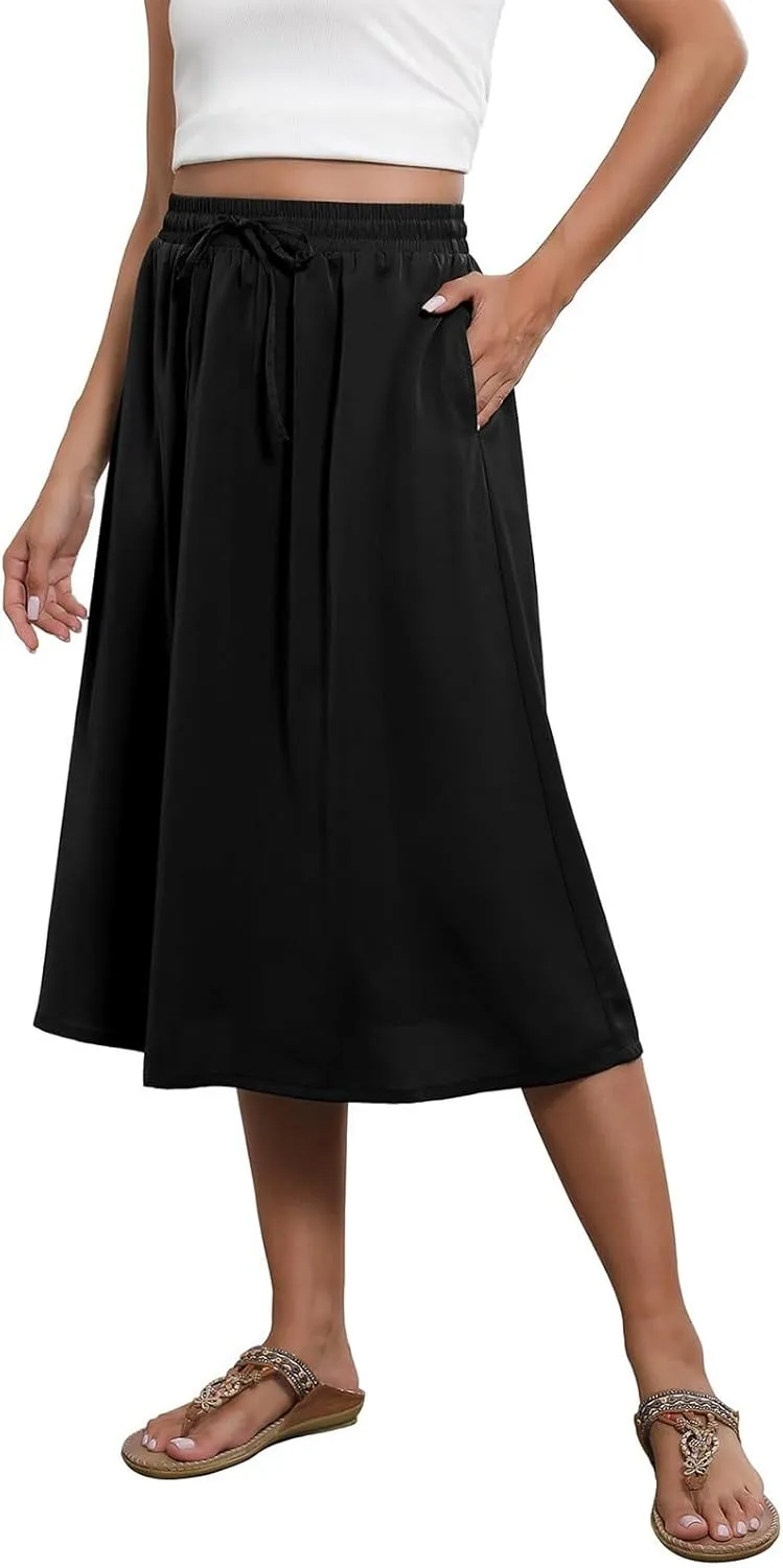 Long Skirts for Women Summer Casual Country Cute Beach Smocked Festival Floral Business Flutter Travel Flowy Skirts
