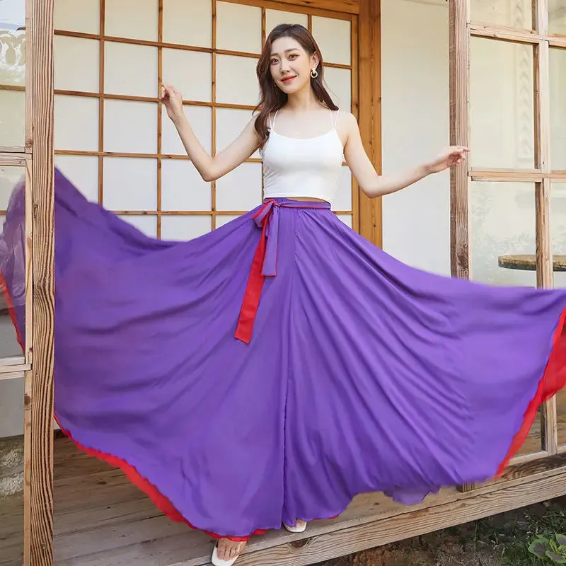 LVSANW 2025 Dance Skirts Chiffon Long Skirts For Women Elegant Casual High Waist Boho Beach Maxi Skirts Wear On Both Sides Saias Femme
