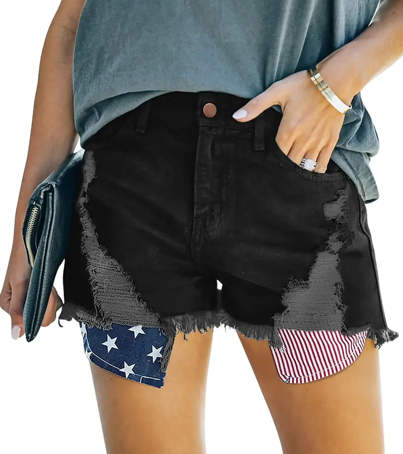LVSANW Summer New Denim Shorts For Women, high-waisted, Slim, Ripped, Loose, Versatile, Wide-legged, A-line Hot Pants