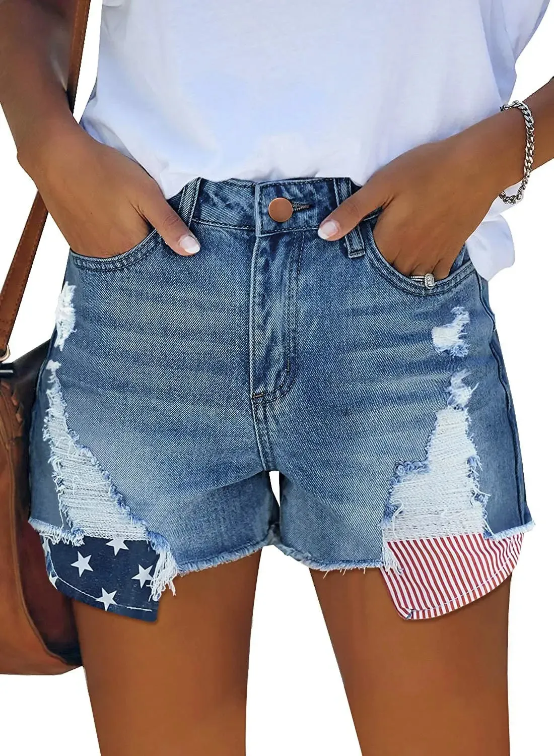 LVSANW Summer New Denim Shorts For Women, high-waisted, Slim, Ripped, Loose, Versatile, Wide-legged, A-line Hot Pants