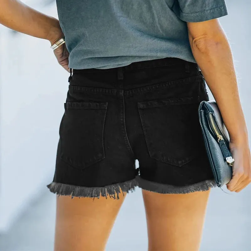 LVSANW Summer New Denim Shorts For Women, high-waisted, Slim, Ripped, Loose, Versatile, Wide-legged, A-line Hot Pants