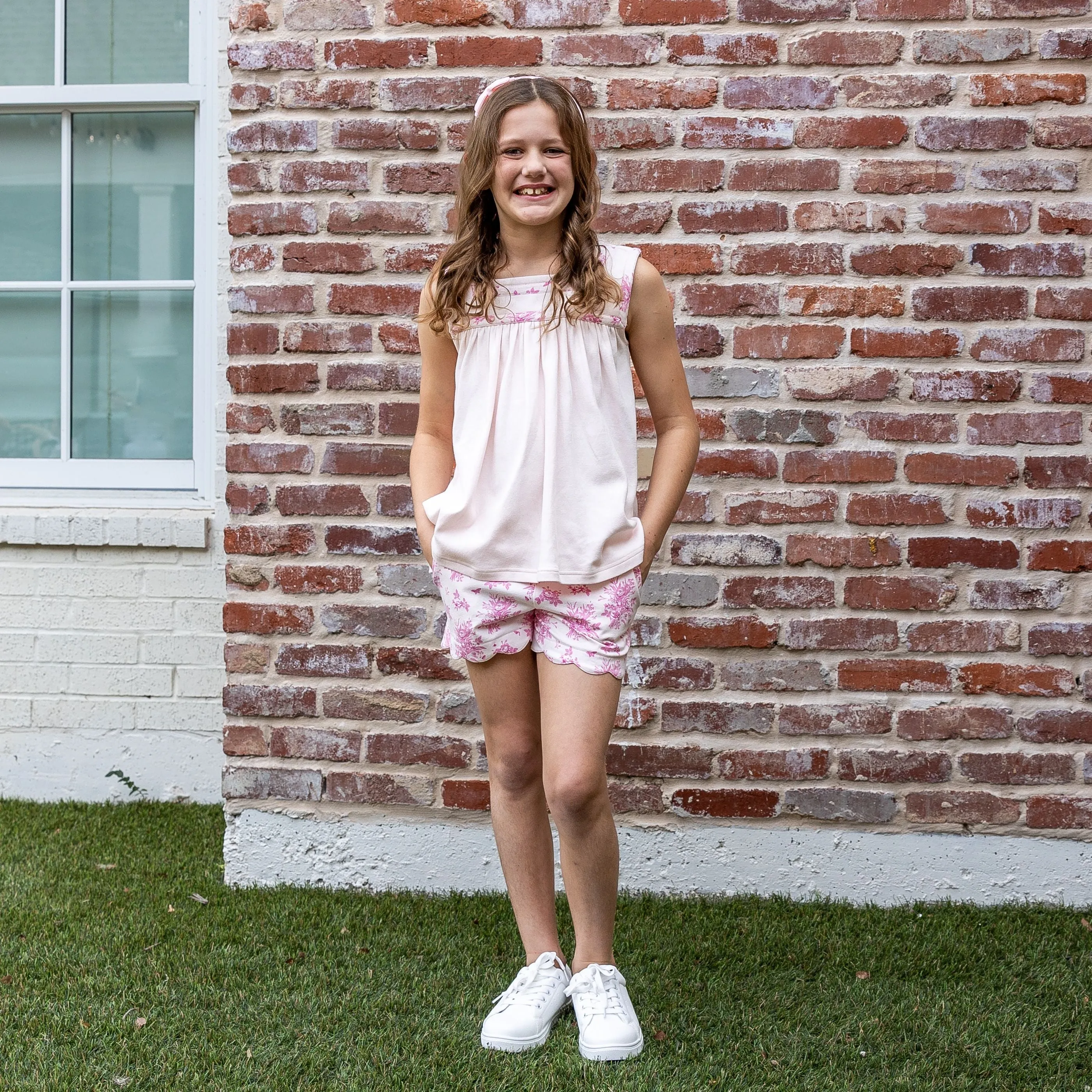 Lyra Girls Short Set - Pink Vintage Floral